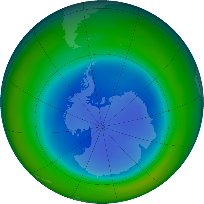 Antarctic ozone map for August 1999